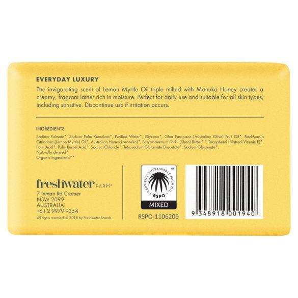 Natural Body Bar | Soothing | Lemon Myrtle Oil + Manuka Honey | Ingredients | 天然身體清潔皂 | 舒緩 | 檸檬桃木精油 + 麥盧卡蜂蜜 | 成分