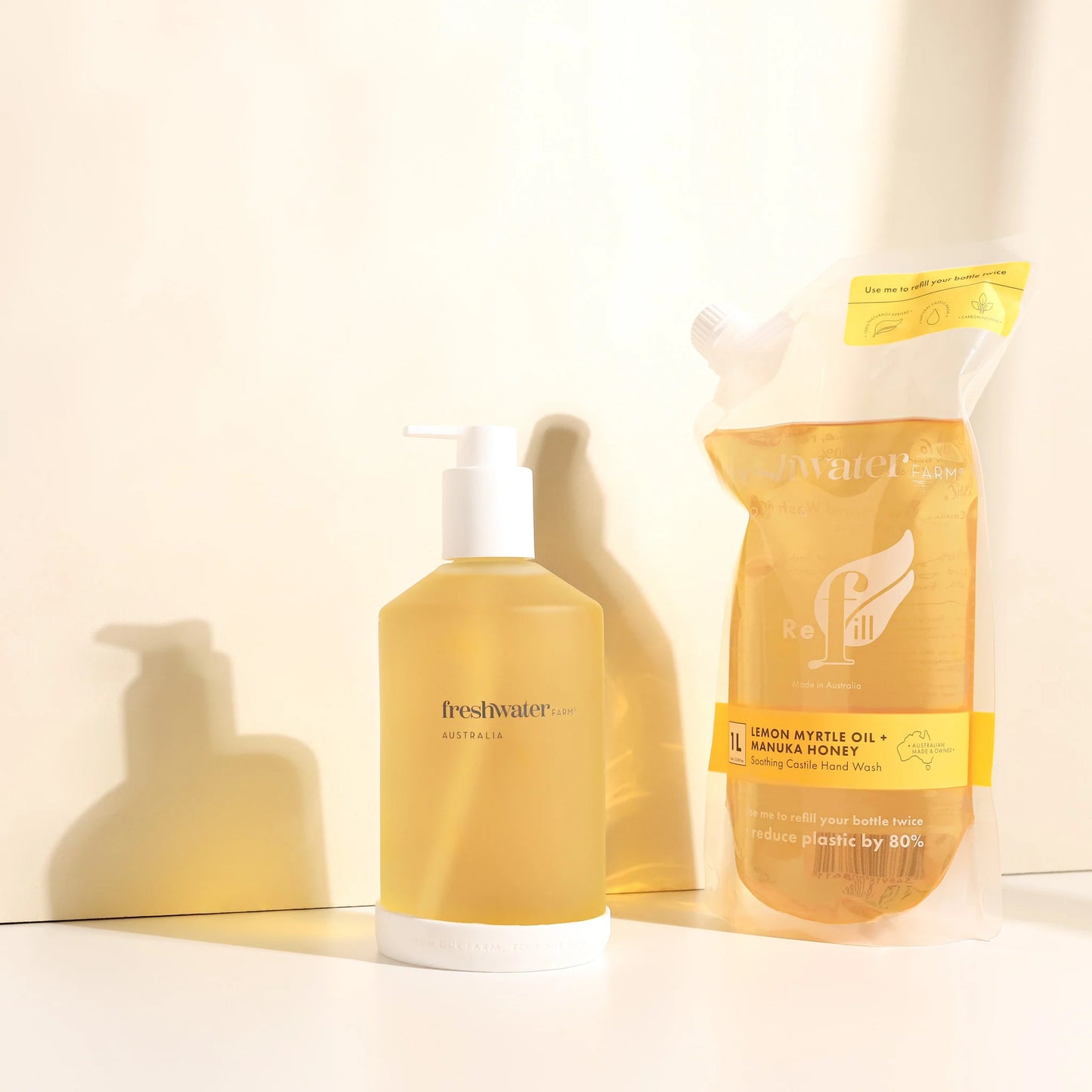Natural Hand Wash | Soothing | Lemon Myrtle Oil + Manuka Honey Refill Pouch | 1L | 天然洗手液 | 舒緩 | 檸檬桃木精油 + 麥盧卡蜂蜜 | 1 升