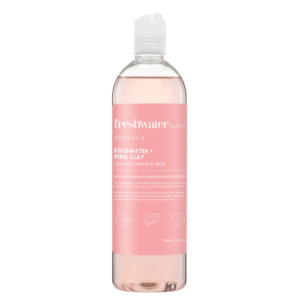 Natural Body Wash | Cleansing | Rosewater + Pink Clay | 500ml | 天然沐浴露 | 潔淨 | 玫瑰水 + 澳大利亞粉紅礦物泥 | 500毫升