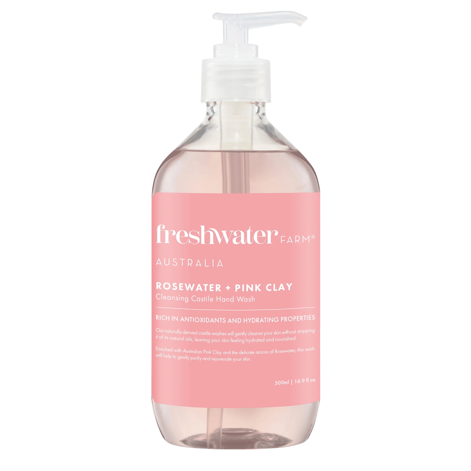 Natural Hand Wash | Cleansing | Rosewater + Pink Clay | 500ml | 天然洗手液 | 潔淨 | 玫瑰水 + 澳大利亞粉紅礦物泥 | 500毫升
