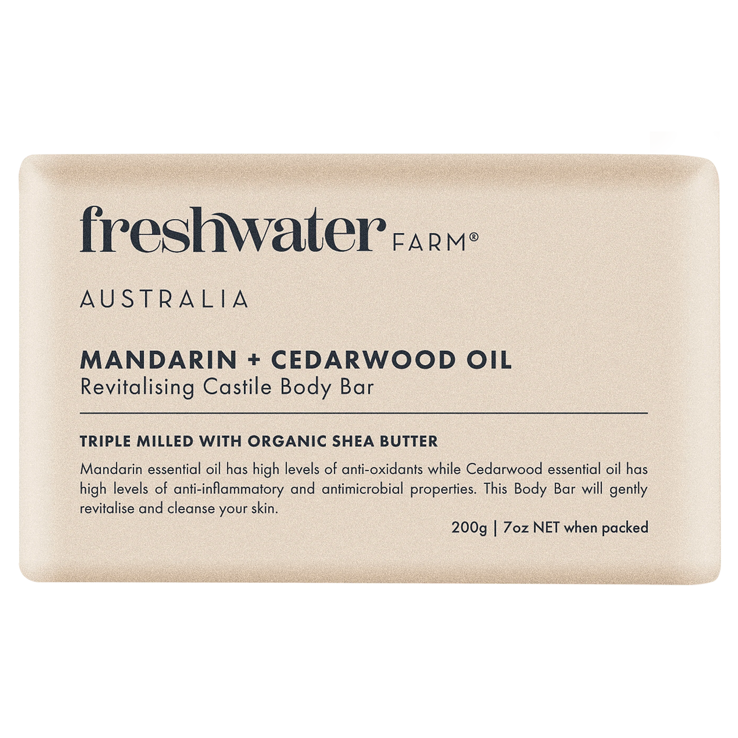 Natural Body Bar | Revitalising | Mandarin + Cedarwood Oil | 200g | 天然身體清潔皂 | 賦活 | 柑橘 + 雪松 精油 | 200克